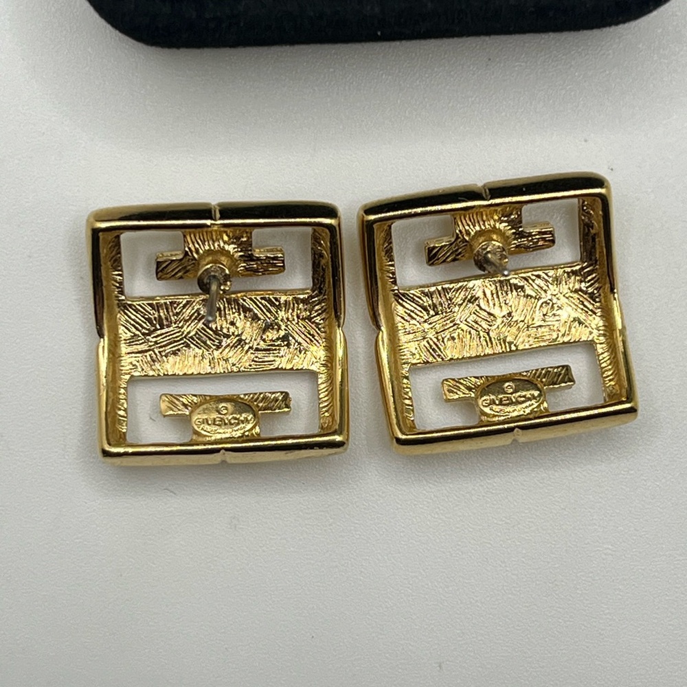 Vintage Givenchy G Logo Gold Tone Stud Earrings - Picture 5 of 9